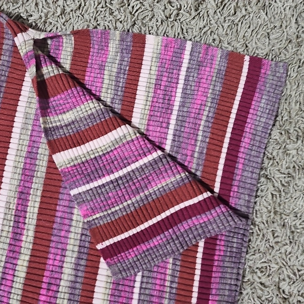 NWT Calvin Klein Jeans Skirt Ribbed Midi Striped Large Pull On Stretch - Picture 5 of 8